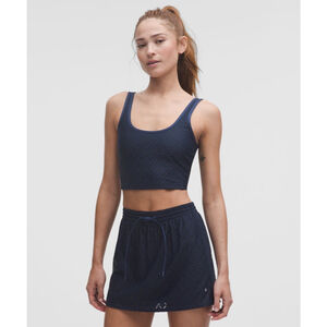 Women's Lululemon Textured Mesh Tennis Tank Top L Navy Black